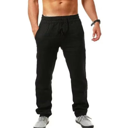 2025 Spring and Summer New Men's Cotton Linen Pants Comfortable and Casual Running Floor Pants Fitness Street Sportswear