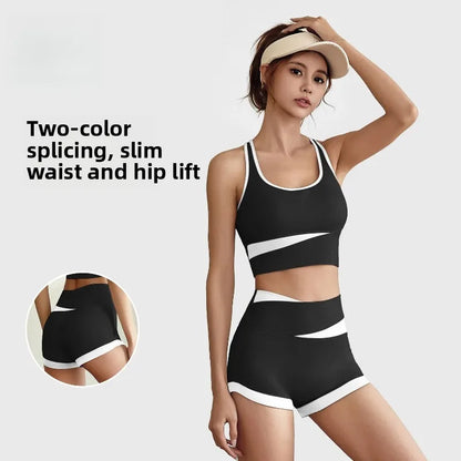 Women's Yoga Clothes Set Breathable Fitness Clothes High Elastic Belt Sportswear Two-piece Pilates Training Fitness Sportswear