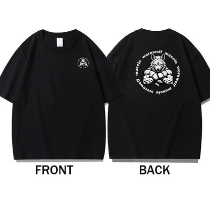 Men's Gym Fitness T-Shirt Summer 100% Cotton T-shirt Barbell Printing Short Sleeves Oversized Running Bodybuilding Sports Wear