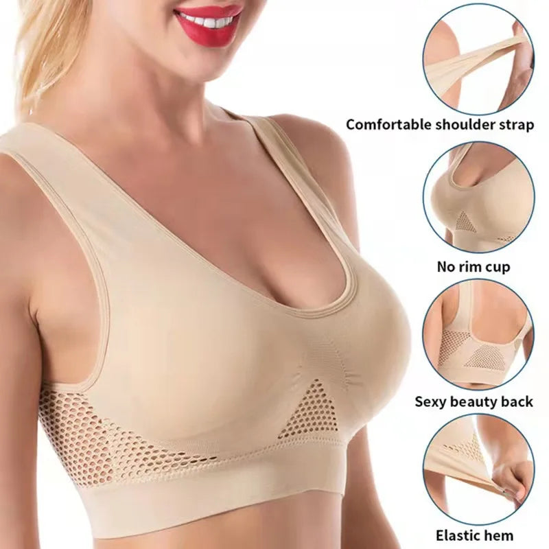 Women's Breathable Sports Vest Bra Sweat-absorbent Shockproof Pad Sports Top Track and Field Gym Running Fitness Sports Yoga - GabyFit Goods