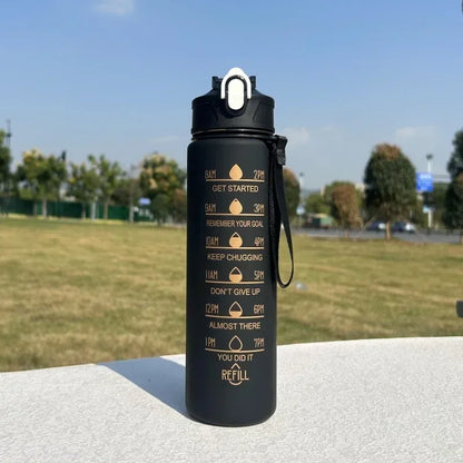 750ML Sports Water Bottle with Time Marker Leak-proof Cup Motivational Portable Plastic Water Bottle for Outdoor Sport Fitness - GabyFit Goods