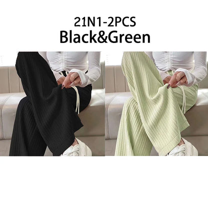 2025 summer new bubble milk puff cloud pants women high waist draped narrow straight casual pants cloud puff wide leg pants