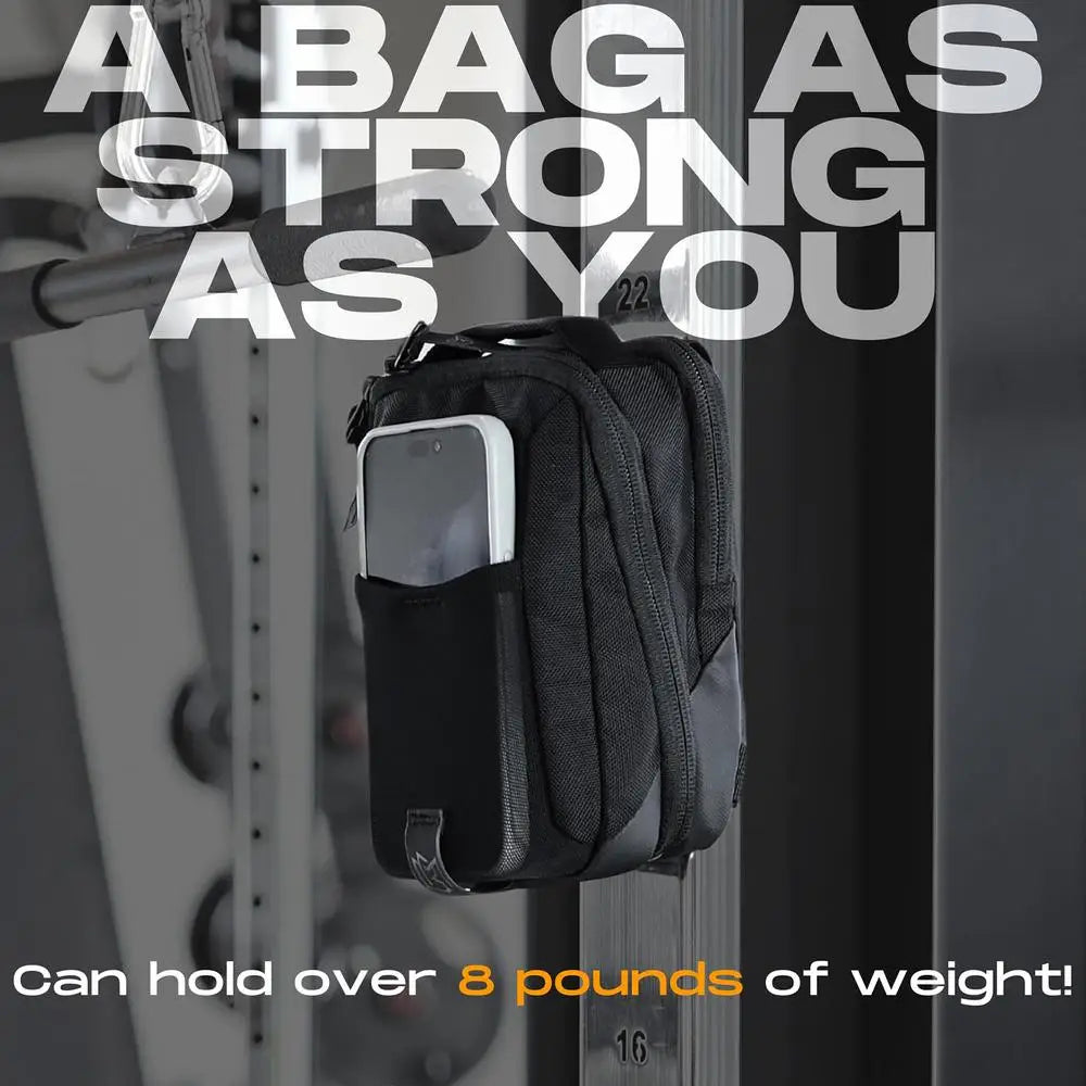 Magnetic GYM Phone Sling Bag for Men Women GYM Floor Organizer Sport Chest Crossbody Handle Pouch for Cards, Wallet, and Keys - GabyFit Goods