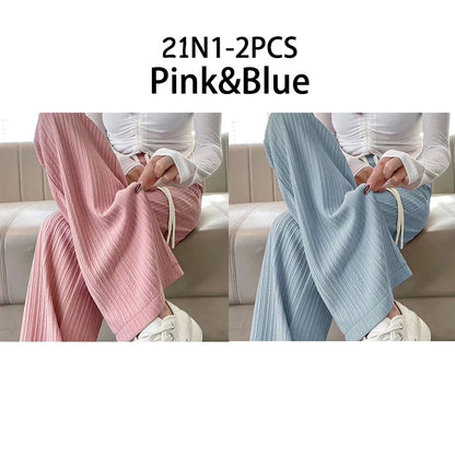 2025 summer new bubble milk puff cloud pants women high waist draped narrow straight casual pants cloud puff wide leg pants