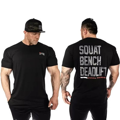 2025Fashion Men Gym Shirt Short Sleeve Fitness Running 100% Cotton T-Shirt Training Sportswear Bodybuilding T-Shirt ﻿