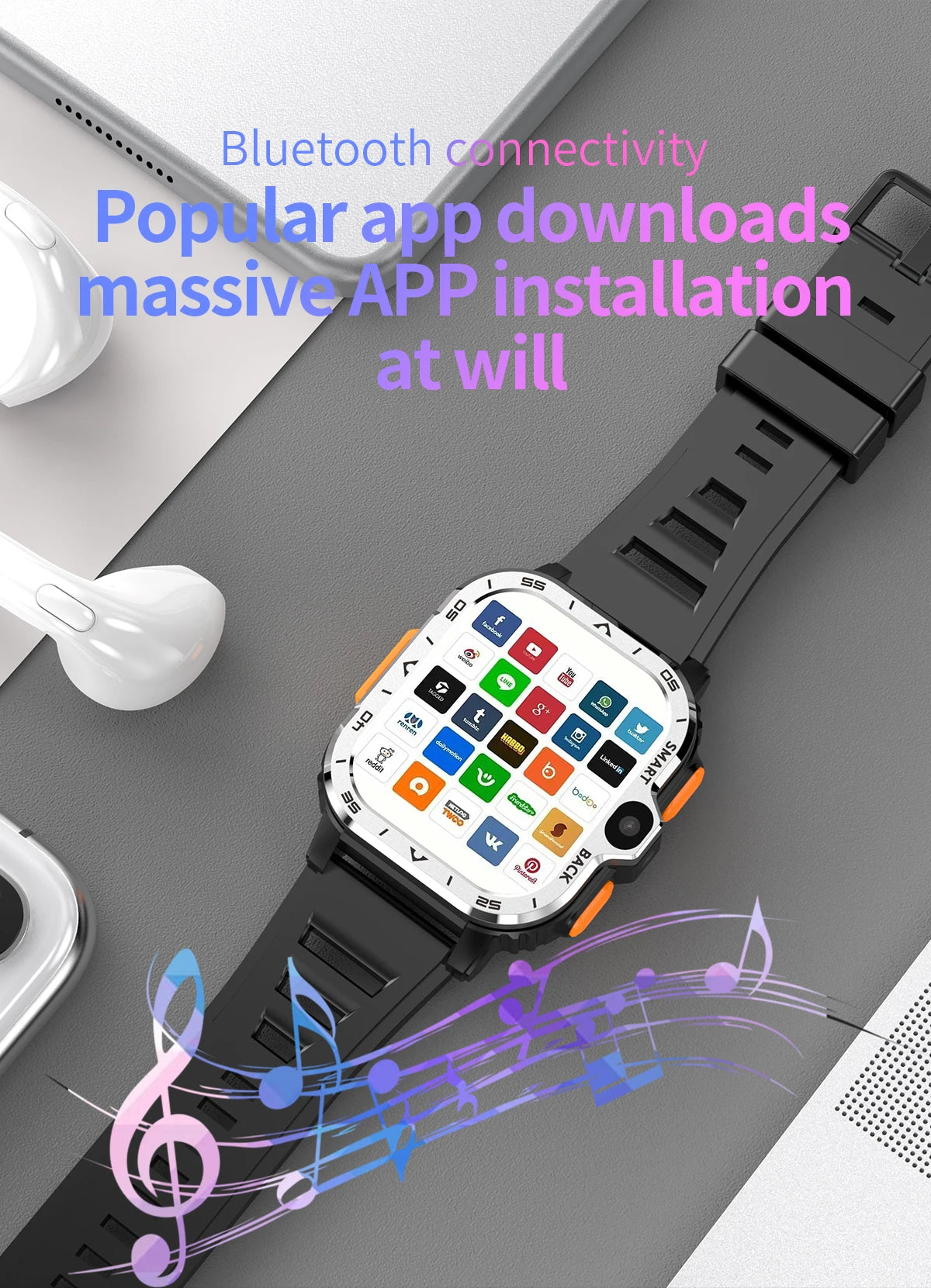 Valdus PGD Android Smart Watch Men GPS 16G/64G ROM Storage HD Dual Camera NFC 2G 4G SIM Card WIFI Wireless Fast Internet Access - GabyFit Goods