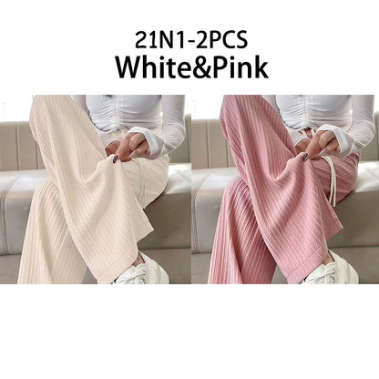 2025 summer new bubble milk puff cloud pants women high waist draped narrow straight casual pants cloud puff wide leg pants