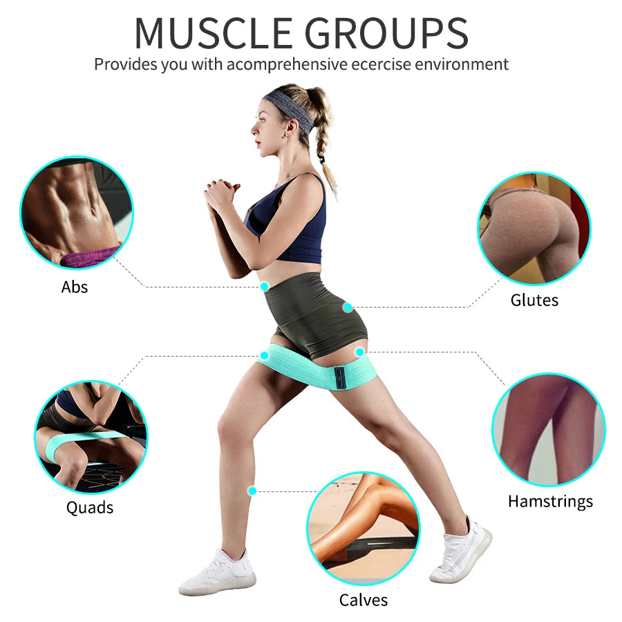 Squat glute workout Non-slip trainer thick band Fabric Resistance Elastic Booty Bands Stretch Fitness Strips Loops Yoga Equipmet - GabyFit Goods