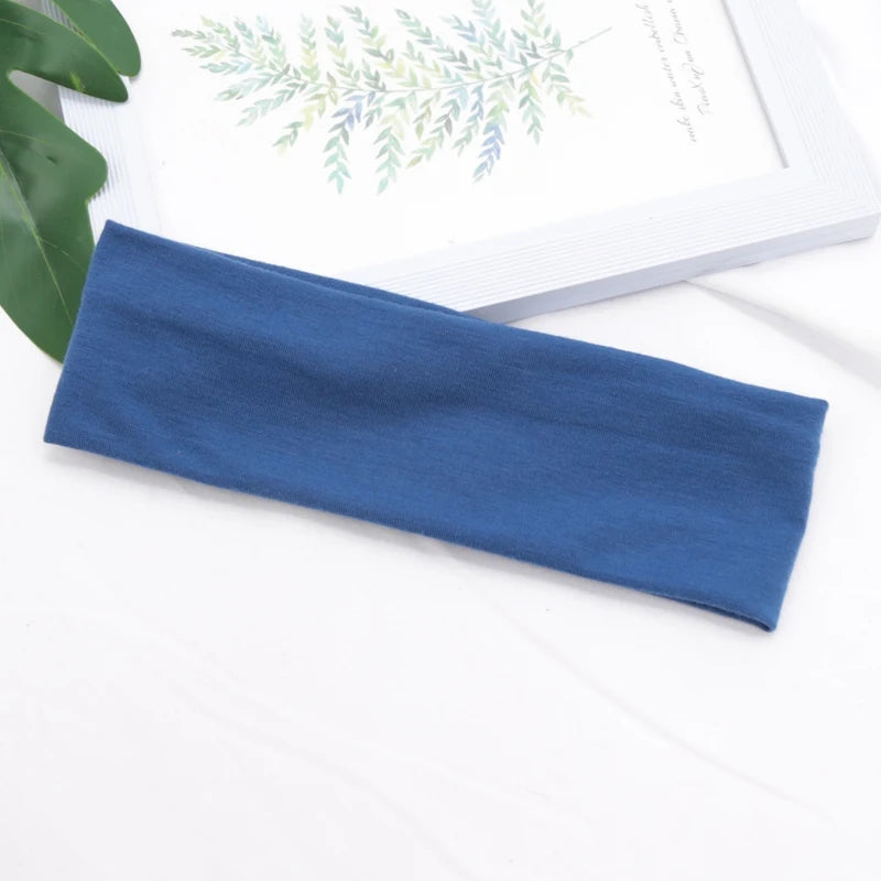 Elastic Cotton HairBand Fashion Headbands for Women Men Solid Running Fitness Yoga Hair Bands Stretch Makeup Hair Accessories - GabyFit Goods