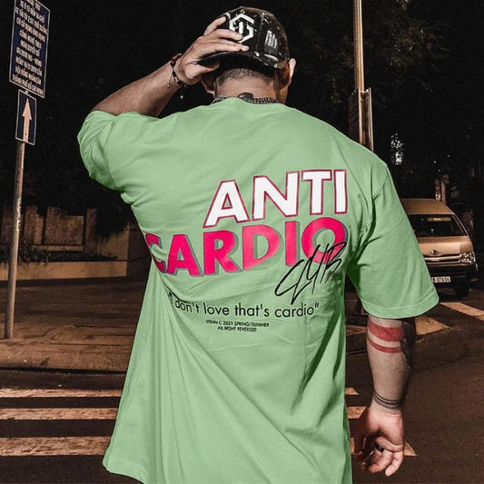 2024 summer ANTI CARDIO Oversized sports t shirt short sleeves cotton t shirt Gym Fitness Male Training Workout Cotton Tees Tops