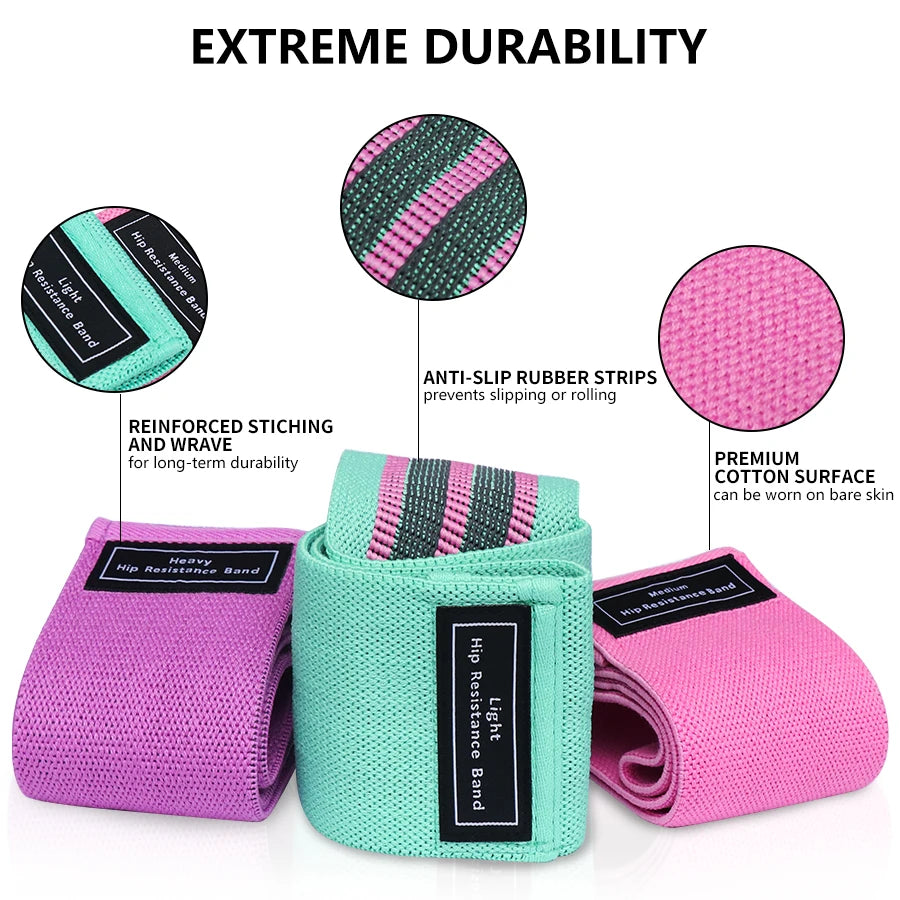 Squat glute workout Non-slip trainer thick band Fabric Resistance Elastic Booty Bands Stretch Fitness Strips Loops Yoga Equipmet - GabyFit Goods