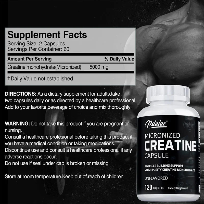 Creatine Monohydrate - 5000 Mg Per Serving, Pre-workout Creatine To Help Build Muscle, Enhance Energy and PerformanceSupplements