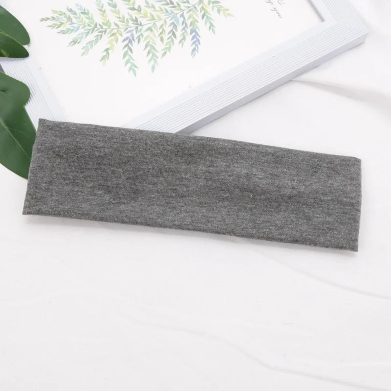 Elastic Cotton HairBand Fashion Headbands for Women Men Solid Running Fitness Yoga Hair Bands Stretch Makeup Hair Accessories - GabyFit Goods