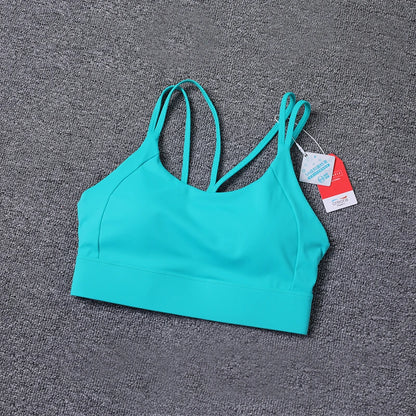 New Women's Sports Bra Padded Without Bones Cross Back Fitness Busty Underwear High Support Impact Running Gym Vest Yoga Bras