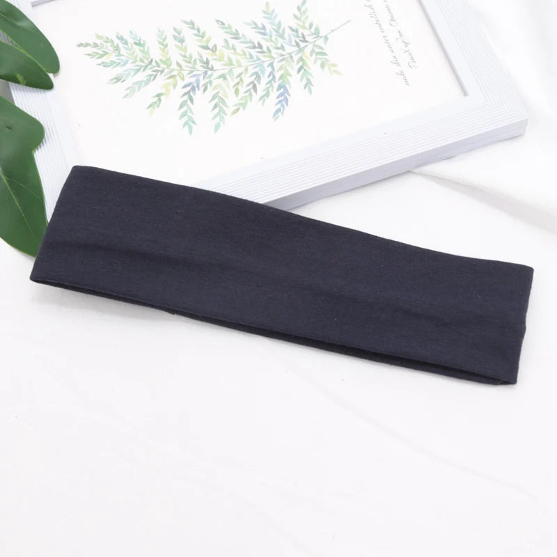 Elastic Cotton HairBand Fashion Headbands for Women Men Solid Running Fitness Yoga Hair Bands Stretch Makeup Hair Accessories - GabyFit Goods