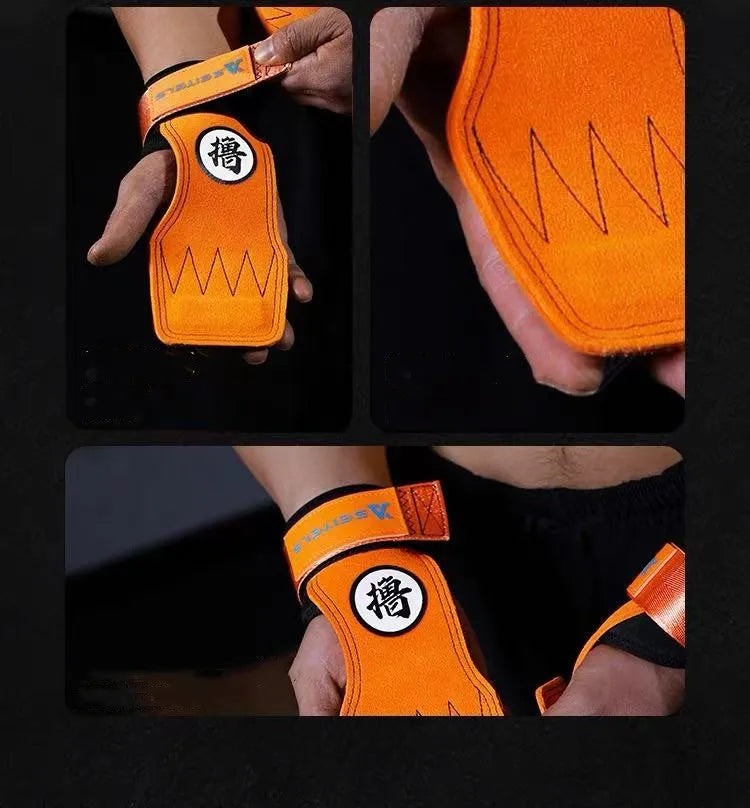 1Pair Gym Pads Cowhide Gym Gloves Grips Anti-Skid Weight Power Belt Lifting Pads Deadlift Belt Workout Palm Protection Lu