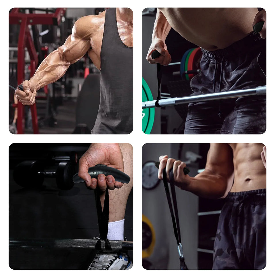 1pair Gym Pull Up Handles Rubber Grip Heavy Duty Cable Machine Handles Weight-lifting Gym Equipment