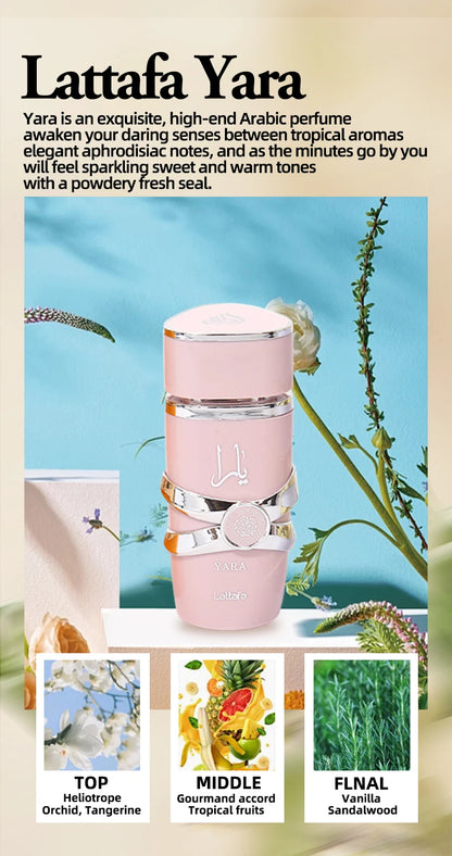 Lattafa Yara Perfume Eau De Parfum Original Arab Perfumes Arabian Perfume High Quality Pheromones Perfume For Women For Men - GabyFit Goods