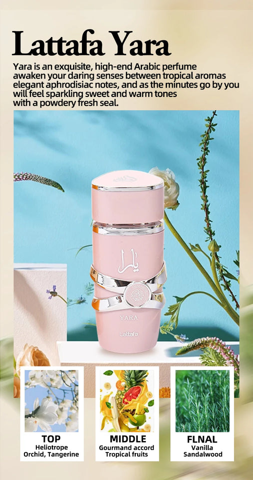 Lattafa Yara Perfume Eau De Parfum Original Arab Perfumes Arabian Perfume High Quality Pheromones Perfume For Women For Men