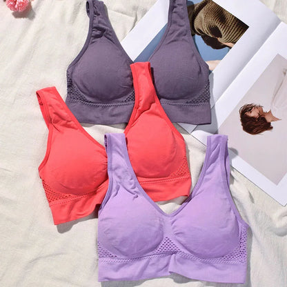 Women's Breathable Sports Vest Bra Sweat-absorbent Shockproof Pad Sports Top Track and Field Gym Running Fitness Sports Yoga - GabyFit Goods