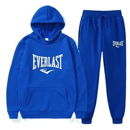 Fashion EVERLAST Men's Suit Hooded Sweatshirt Fitness Men's Gym Clothing Running Set Sportswear Jogger Men's Suit Winter Sui