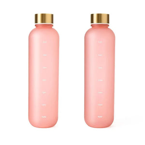 1L Bottle With Time Marker 32 OZ Motivational Reusable Fitness Sports Outdoors Travel Leakproof BPA Free Frosted Plastic
