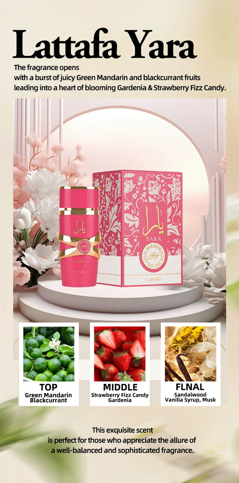 Lattafa Yara Perfume Eau De Parfum Original Arab Perfumes Arabian Perfume High Quality Pheromones Perfume For Women For Men