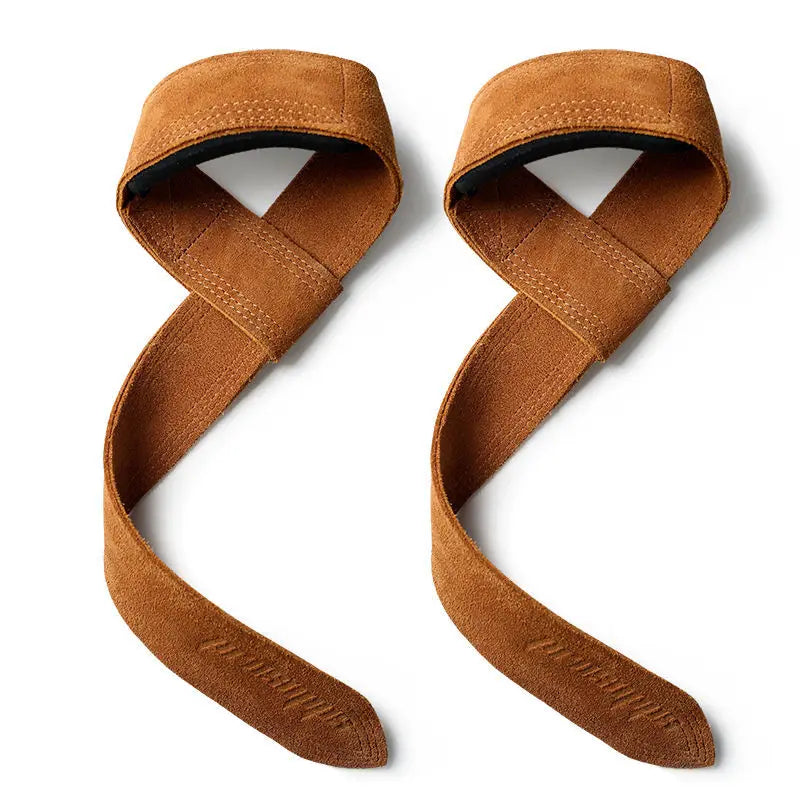 1Pair 4mm Cowhide Weight lifting Wrist Straps Fitness Bodybuilding Training Gym lifting straps NonSlip Gym Grip Deadlift Pull-up