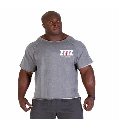 Men Bodybuilding Sport T-shirt Loose Running Shirt Short Sleeve Oversized Top Gym T Shirt Men Fitness Tshirt Cotton Sportswear