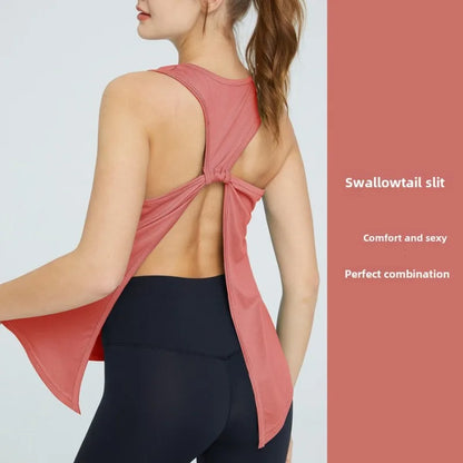 STOUREG Sexy Sleeveless Tank Top Women Loose Short Yoga Shirt, Quick Dry Loose Fitness Tank Top, Loose Training Fitness Clothing