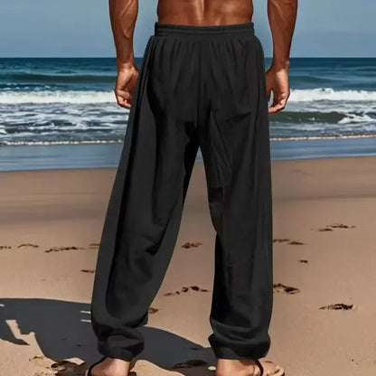 2025 Spring and Summer New Men's Cotton Linen Pants Comfortable and Casual Running Floor Pants Fitness Street Sportswear