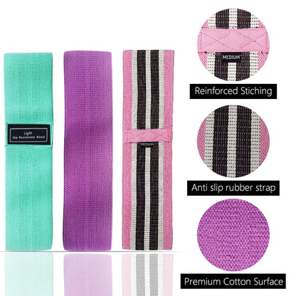 Squat glute workout Non-slip trainer thick band Fabric Resistance Elastic Booty Bands Stretch Fitness Strips Loops Yoga Equipmet - GabyFit Goods