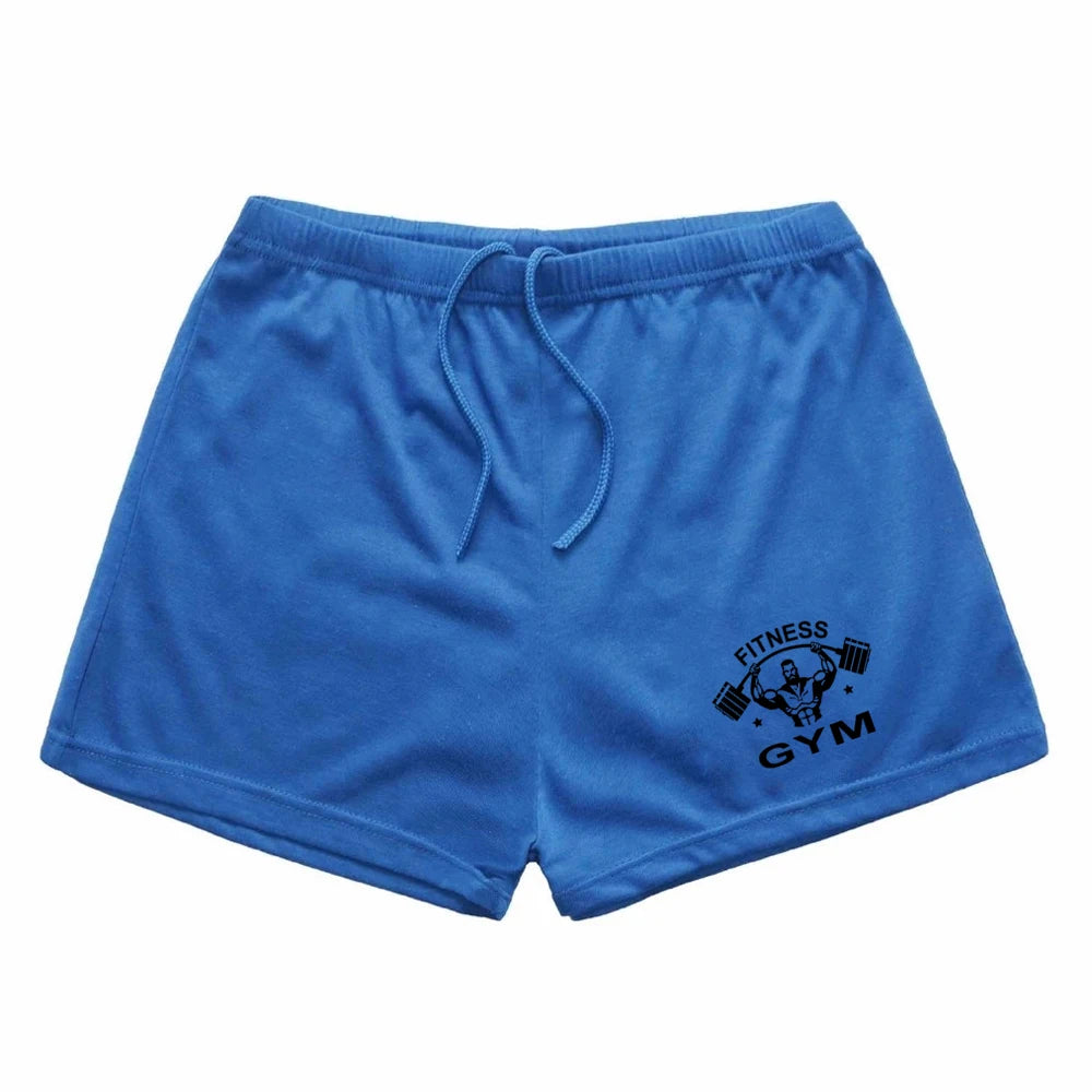 New fitness trend refreshing breathable sports shorts with dumbbell print pattern for running and summer slimming training