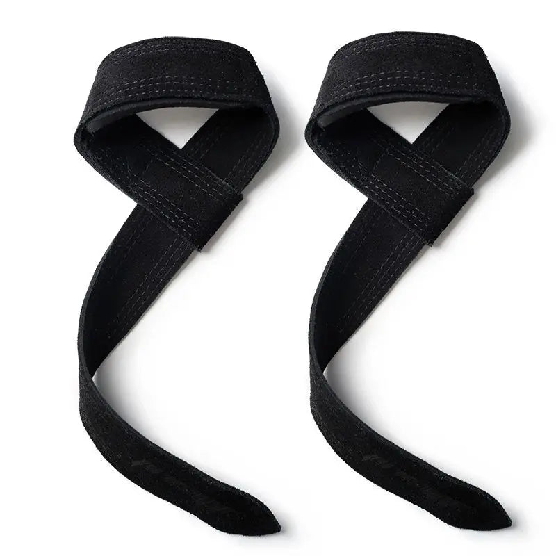 1Pair 4mm Cowhide Weight lifting Wrist Straps Fitness Bodybuilding Training Gym lifting straps NonSlip Gym Grip Deadlift Pull-up