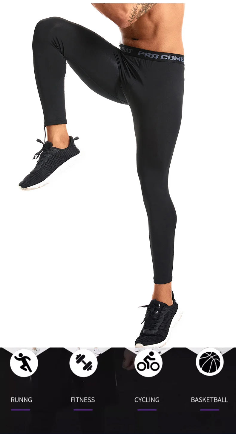 Men's Running Leggings Sportswear Quick Dry Gym Fitness Tights Workout Training Jogging Sports Trousers Compression Sport Pants - GabyFit Goods