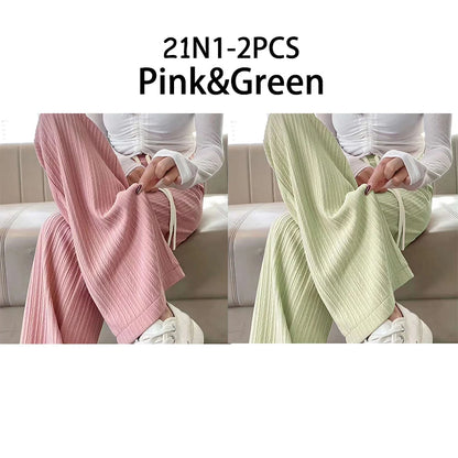 2025 summer new bubble milk puff cloud pants women high waist draped narrow straight casual pants cloud puff wide leg pants