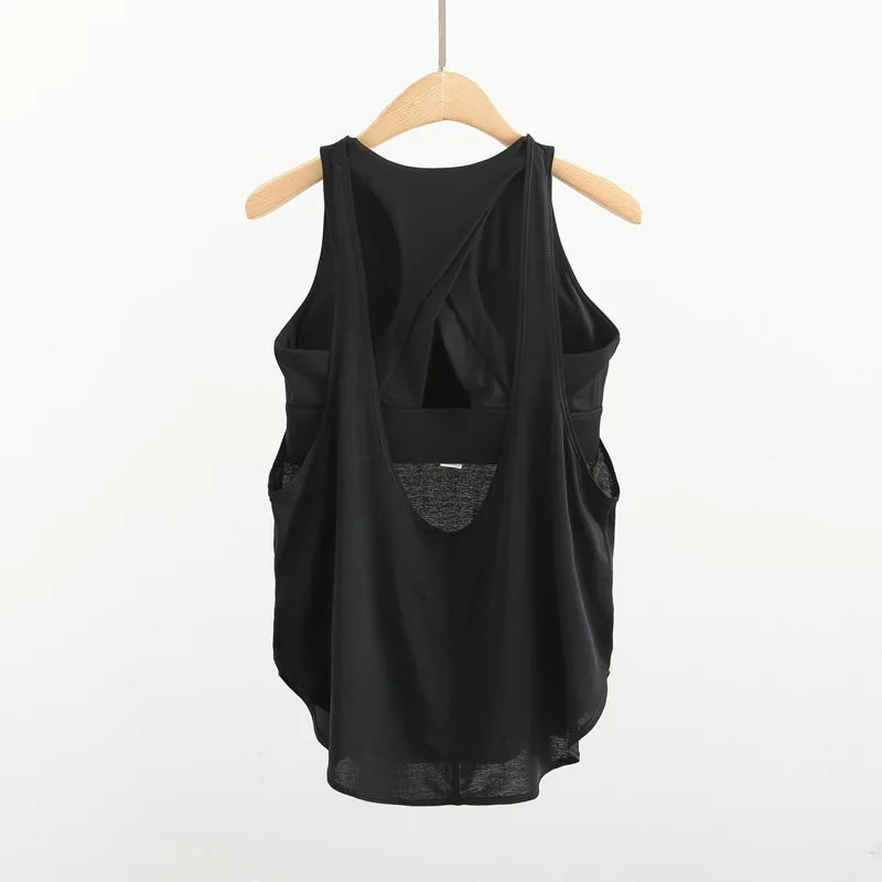 Sports for Fitness Top Shirt Women Yoga Gym Clothing with Bar Vest Beauty Back Tight Running Shirts Gym Workout Pilates Blouse