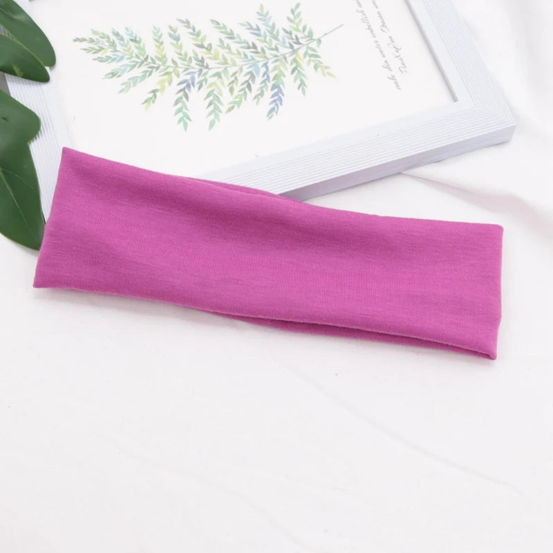Elastic Cotton HairBand Fashion Headbands for Women Men Solid Running Fitness Yoga Hair Bands Stretch Makeup Hair Accessories - GabyFit Goods