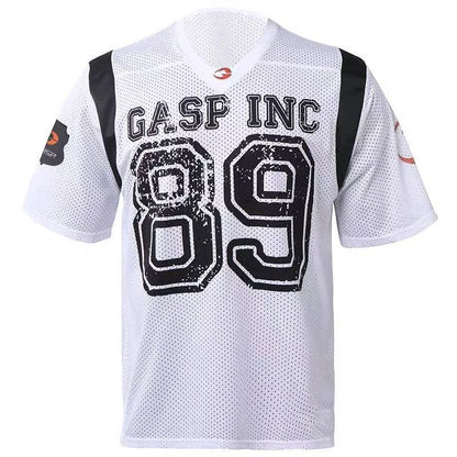 NEW 2025 GASP Muscle Fitness Short Sleeved Men Basketball Shirt American Loose Quick Drying Breathable Sports T-shirt Summer