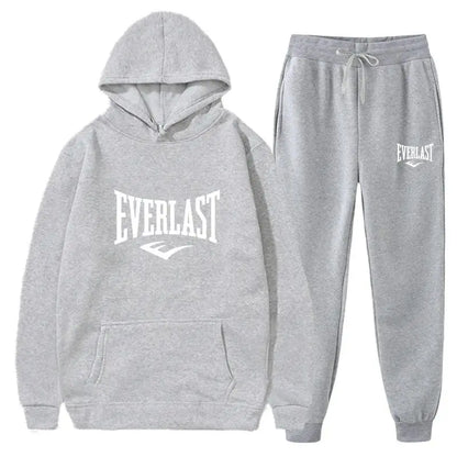 Fashion EVERLAST Men's Suit Hooded Sweatshirt Fitness Men's Gym Clothing Running Set Sportswear Jogger Men's Suit Winter Sui