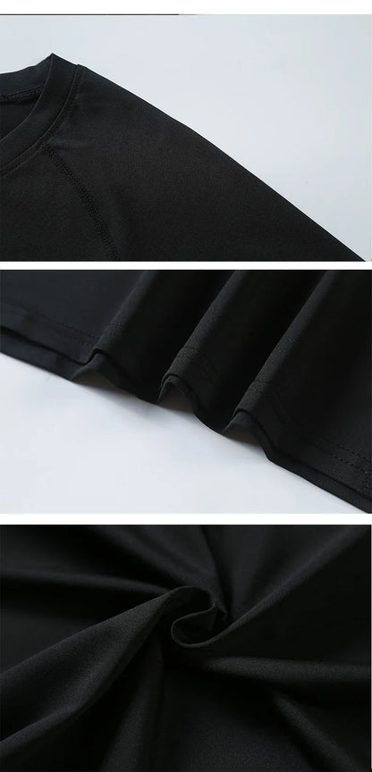 Sports T-shirt men's quick drying short sleeved sports T-shirt top gym fitness tight fitting shirt training running T-shirt men' - GabyFit Goods