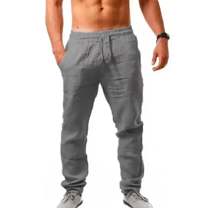 2025 Spring and Summer New Men's Cotton Linen Pants Comfortable and Casual Running Floor Pants Fitness Street Sportswear