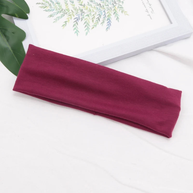 Elastic Cotton HairBand Fashion Headbands for Women Men Solid Running Fitness Yoga Hair Bands Stretch Makeup Hair Accessories - GabyFit Goods