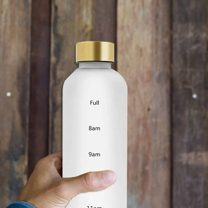 1L Bottle With Time Marker 32 OZ Motivational Reusable Fitness Sports Outdoors Travel Leakproof BPA Free Frosted Plastic - GabyFit Goods