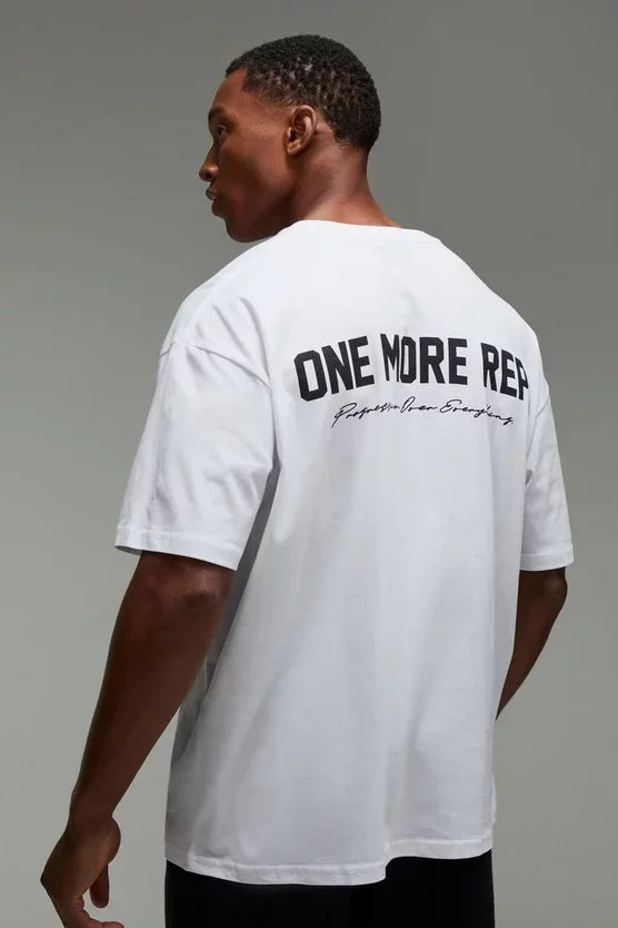 Man Active One More Rep Oversized Washed T-shirt Luxury Brand Great Chapter Embroidered Short Cotton Casual Loose Couple Tee