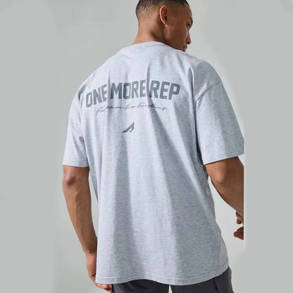 Man Active One More Rep Oversized Washed T-shirt Luxury Brand Great Chapter Embroidered Short Cotton Casual Loose Couple Tee