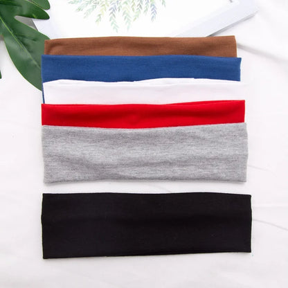 Elastic Cotton HairBand Fashion Headbands for Women Men Solid Running Fitness Yoga Hair Bands Stretch Makeup Hair Accessories - GabyFit Goods