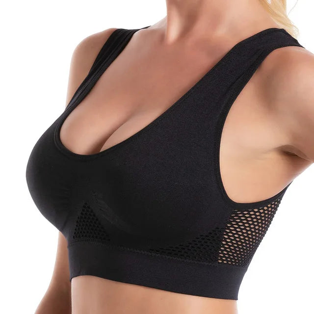 Women's Breathable Sports Vest Bra Sweat-absorbent Shockproof Pad Sports Top Track and Field Gym Running Fitness Sports Yoga - GabyFit Goods