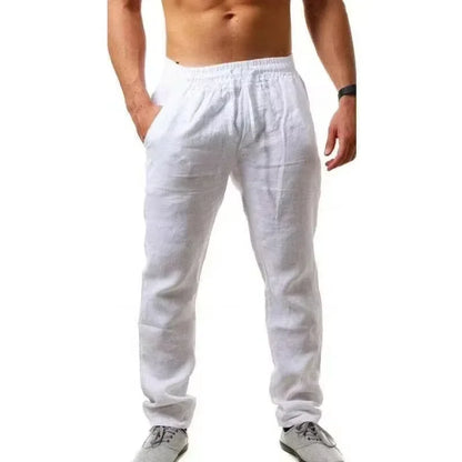 2025 Spring and Summer New Men's Cotton Linen Pants Comfortable and Casual Running Floor Pants Fitness Street Sportswear