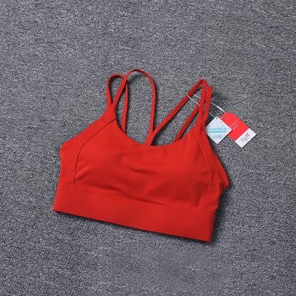 New Women's Sports Bra Padded Without Bones Cross Back Fitness Busty Underwear High Support Impact Running Gym Vest Yoga Bras